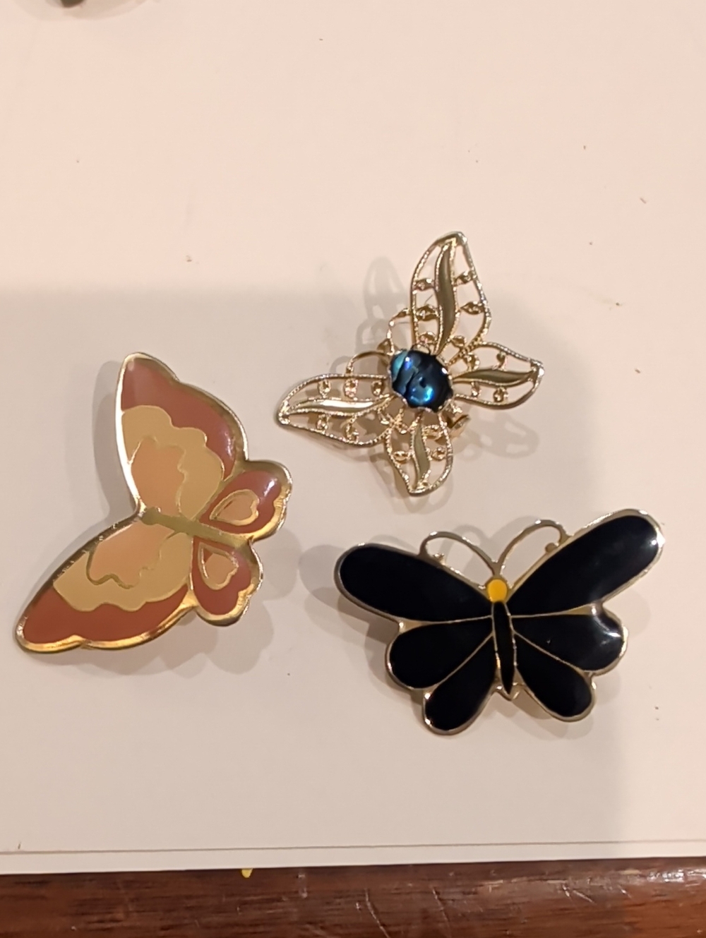 Gold and Black Butterfly Pin Set - Women Accessories